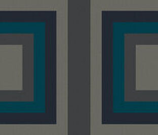 FLOR Signature Rug Amuse Me featuring Made You Look carpet tiles shown in Indigo, Slate, Turquoise, and Grey.
