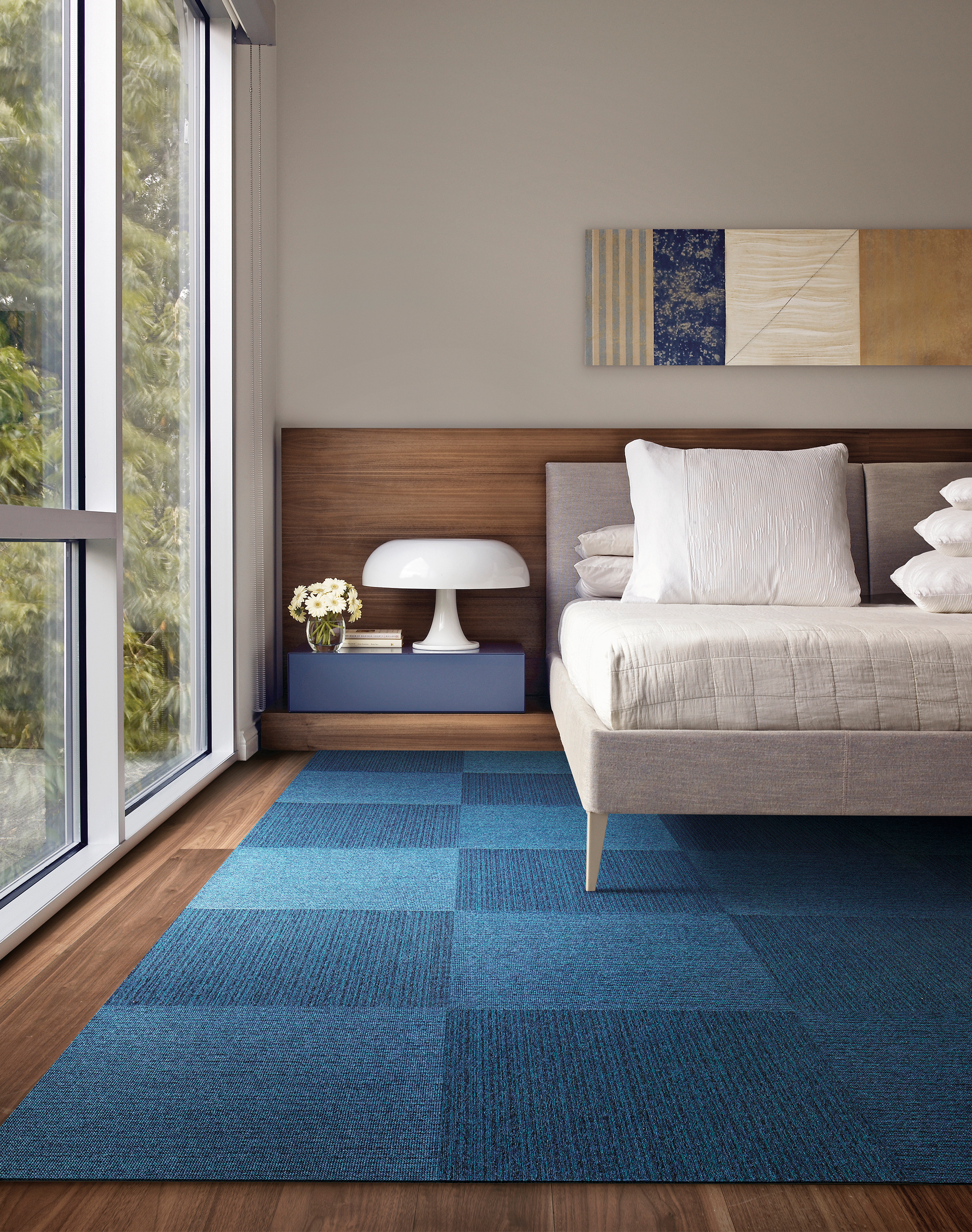 Level Setting Carpet Tile, Blue, 19.69 x 19.69/50 cm x 50 cm, Nylon, Recycled Content | Flor